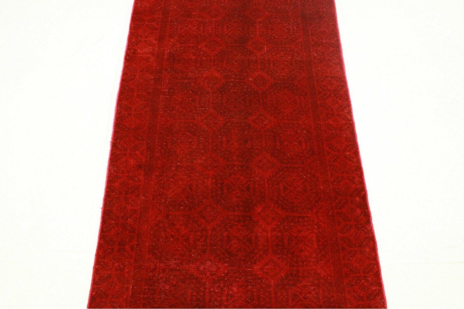 Vintage Orientteppich Rot 270x129cm – Exklusives Design, handgeknüpft