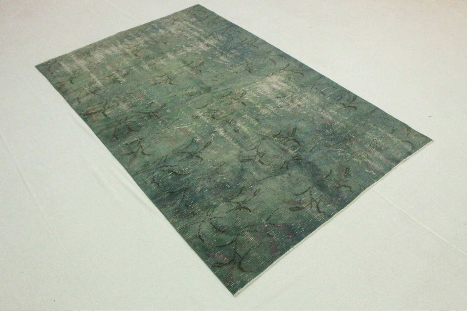 Vintage Orientteppich 250x161cm Blau Grau – handgeknüpft