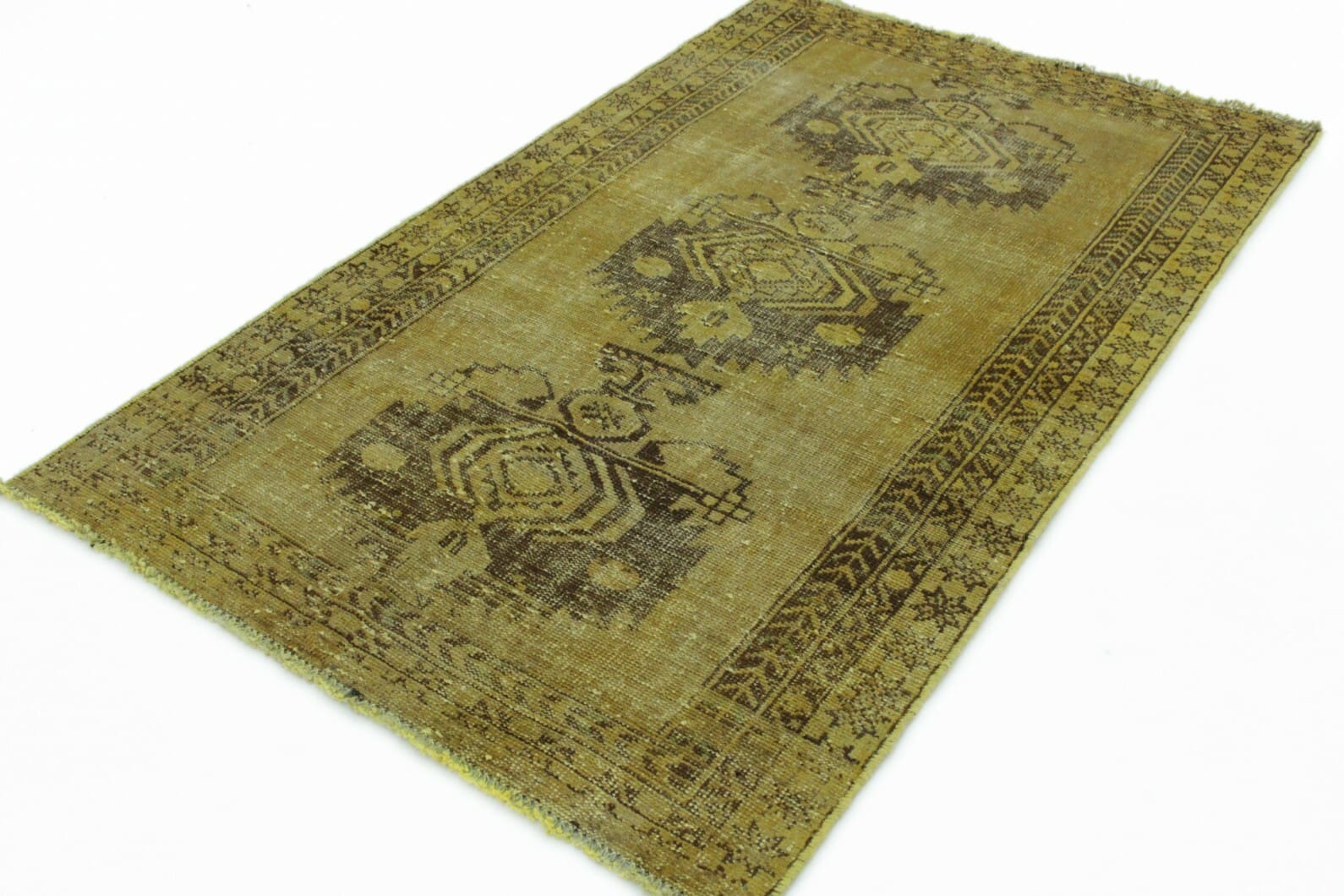 Vintage Orientteppich Beige Gelb 188x110cm, handgeknüpft