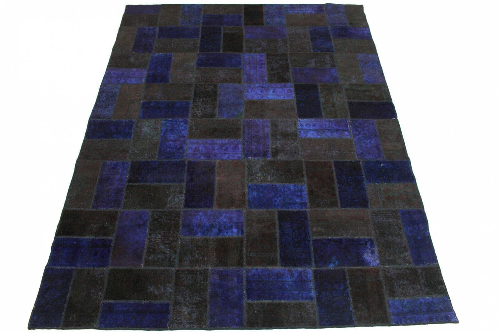 Handgearbeiteter lila Patchwork Orientteppich 322x242cm, einzigartig