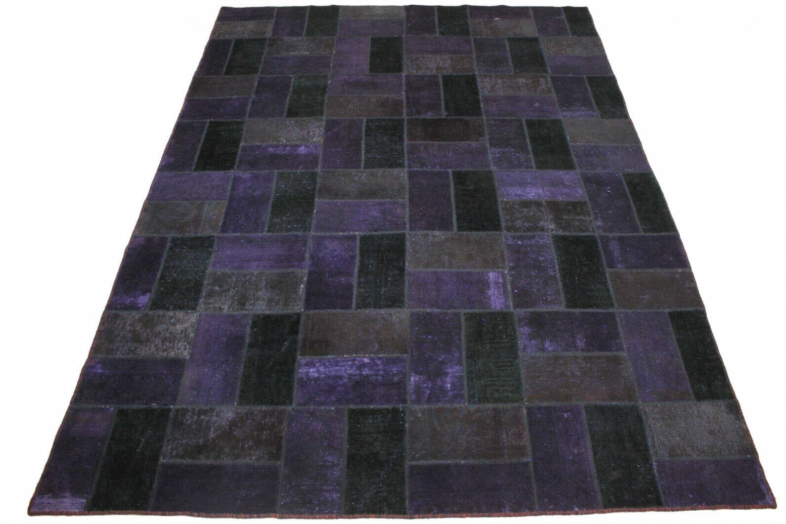 Lila Patchwork Teppich 322x236cm – handgeknüpft, Orientteppich