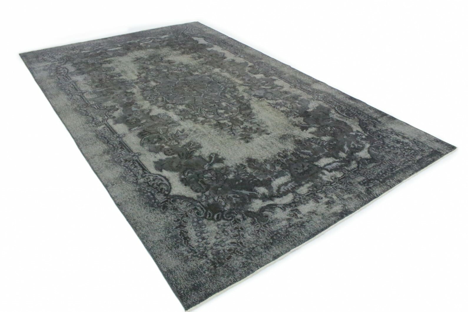 Vintage Orientteppich Grau 312x189cm – Handgeknüpft, Design-Original