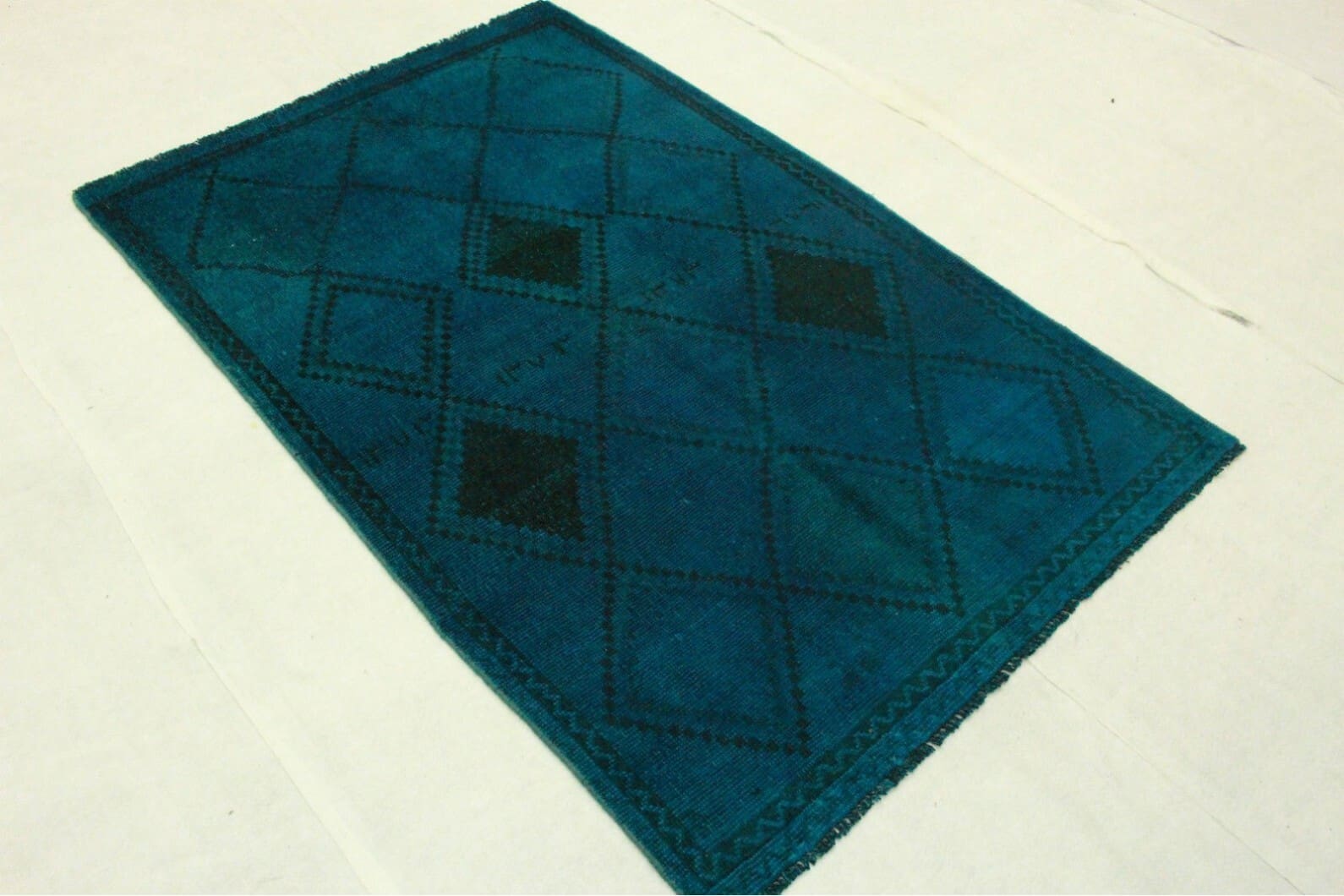 Vintage Orientteppich Blau 216x139cm, handgeknüpft, Unikat