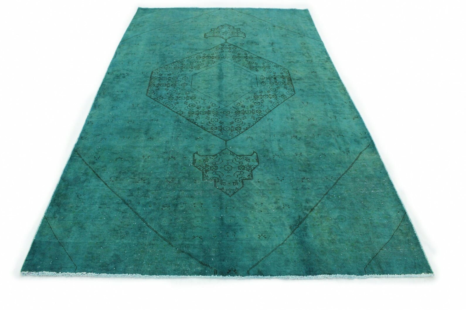 Vintage Orientteppich Türkis 318x179 cm – handgeknüpft Unikat