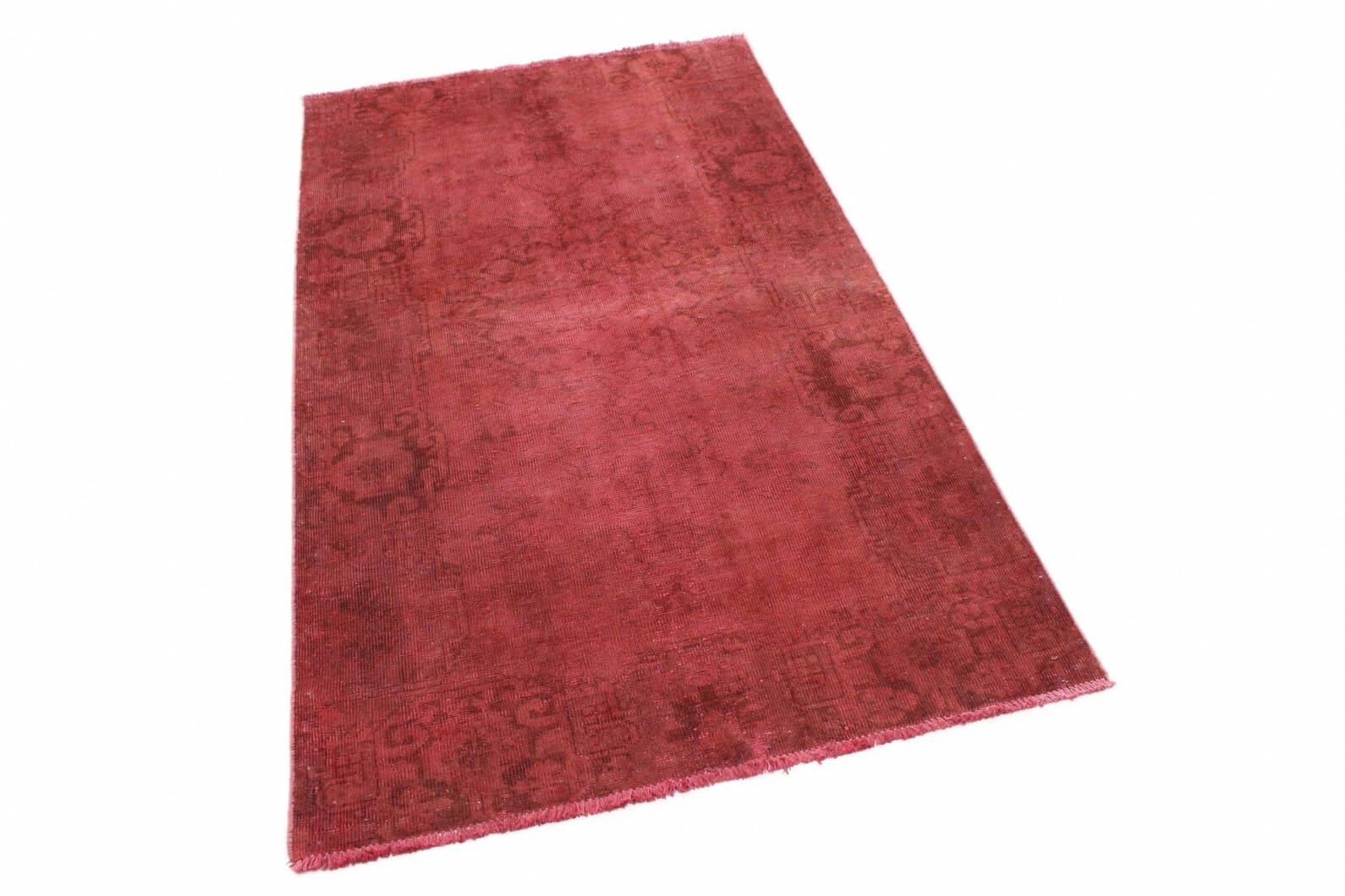 Vintage Orientteppich Rot 201x119 cm – handgeknüpft, Designerstück
