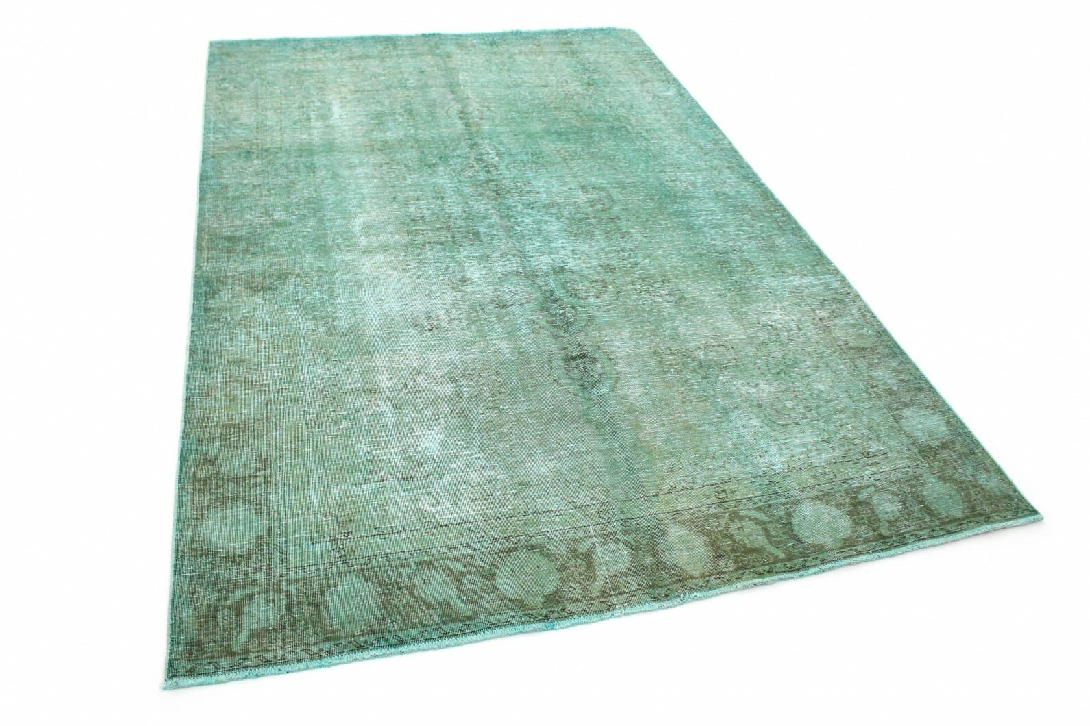 Vintage Orientteppich Türkis 340x229cm – handgeknüpft Unikat