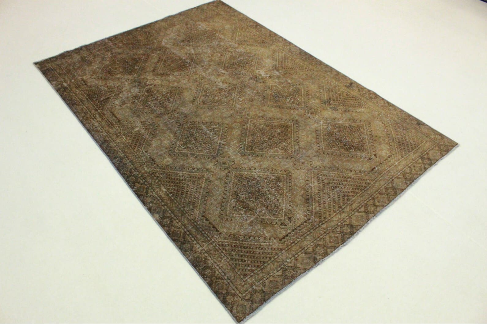 Vintage Orientteppich Schlamm 273x189cm - Handgeknüpft Unikat