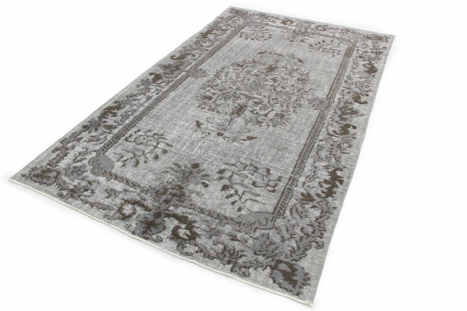 Vintage Orientteppich 3D-Look Grau 280x161 cm – handgeknüpft