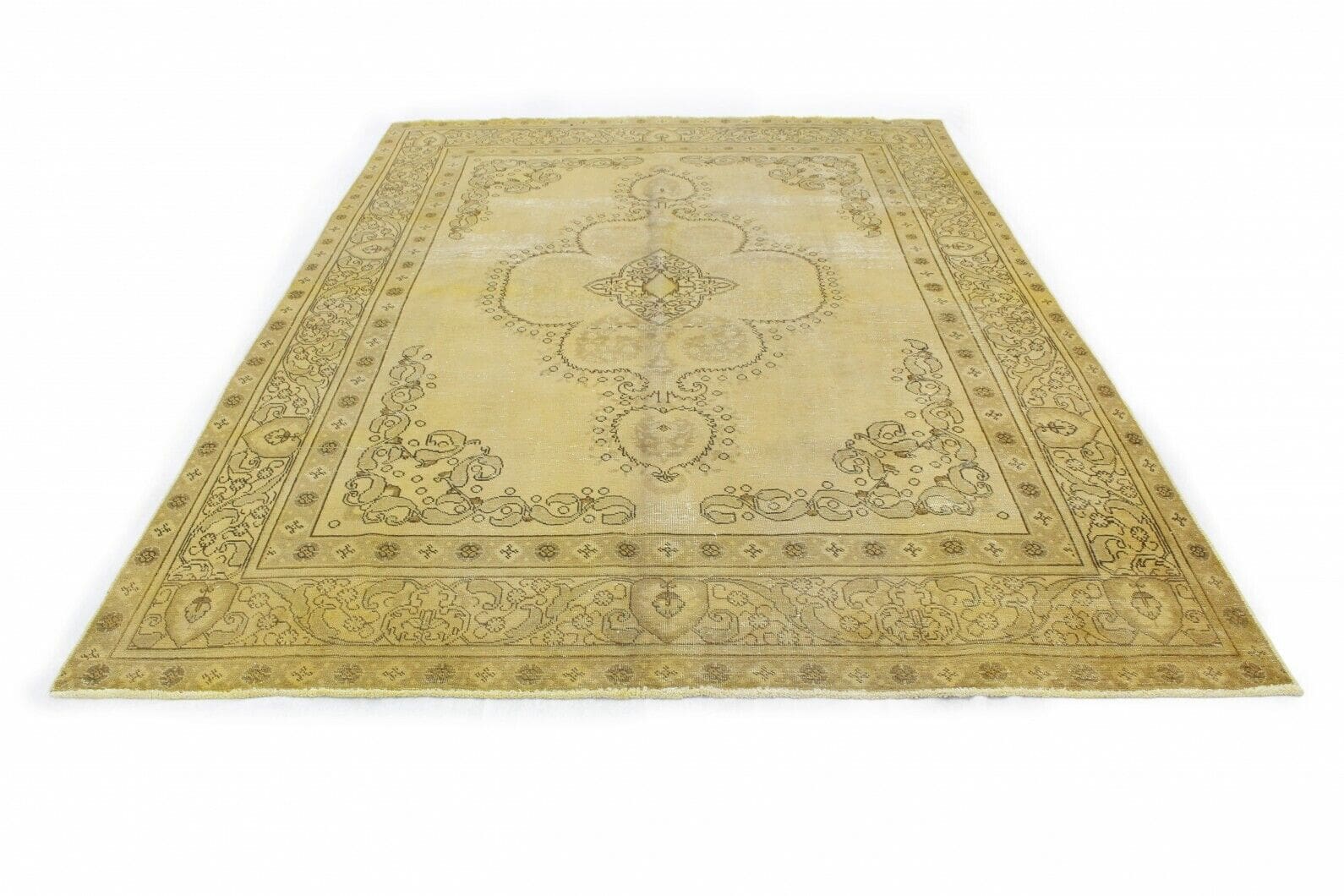 Vintage Orientteppich 352x241 cm Gelb Gold, handgeknüpft
