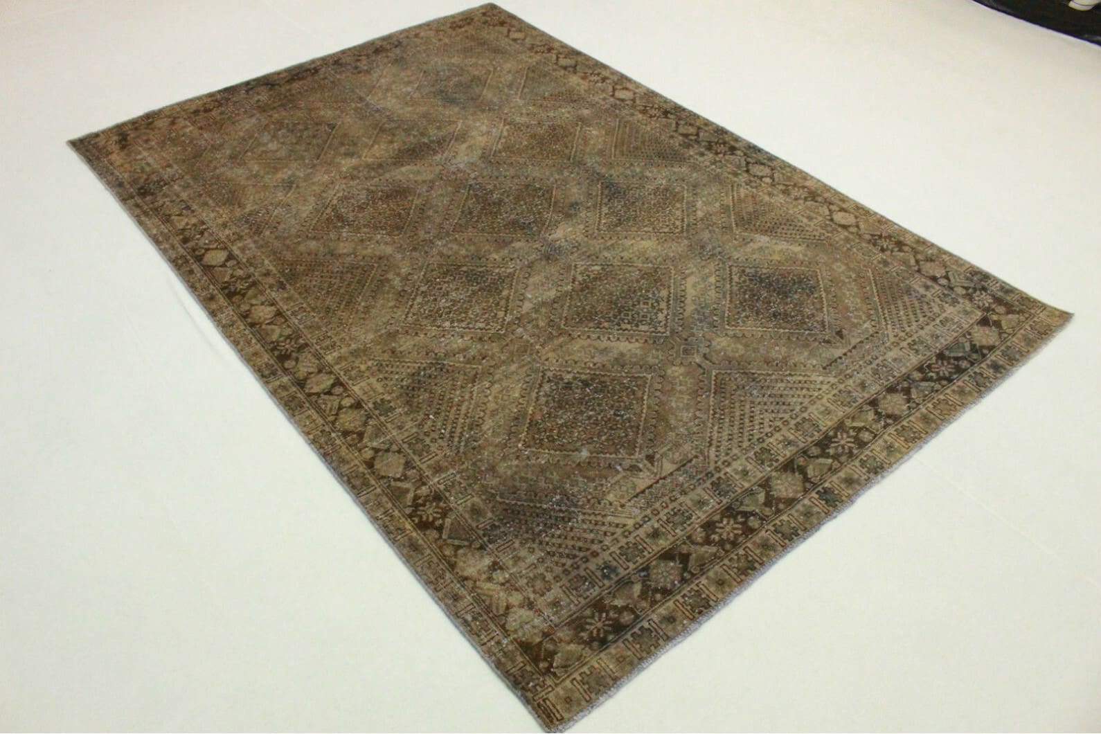 Vintage Orientteppich 321x219cm Schlamm – handgeknüpft, einzigartig
