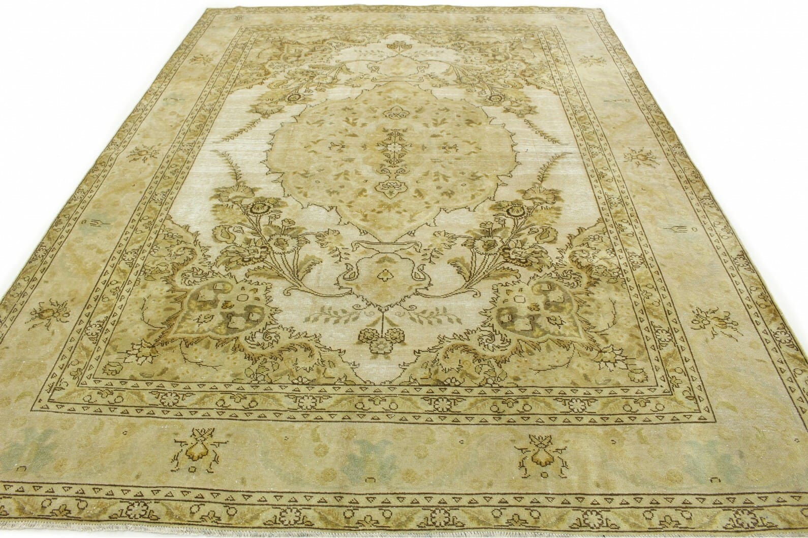 Vintage Orientteppich Beige 325x240 cm - Handgeknüpft Unikat