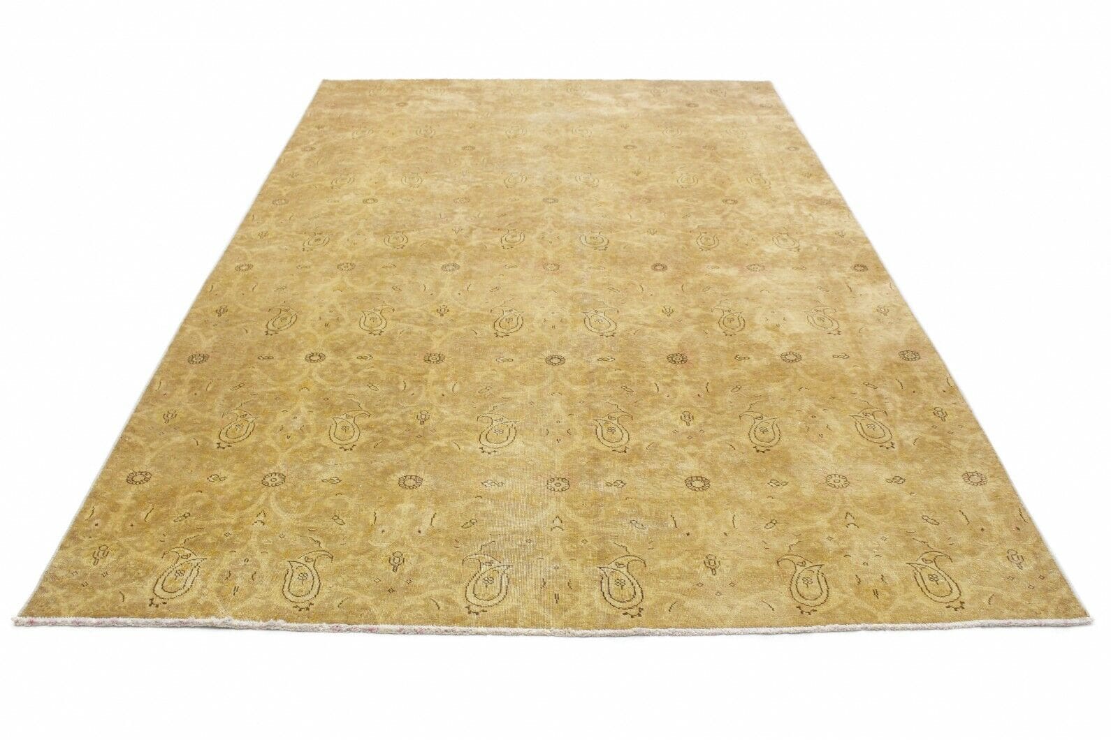 Vintage Orientteppich 352x199cm Gold Braun, handgeknüpft