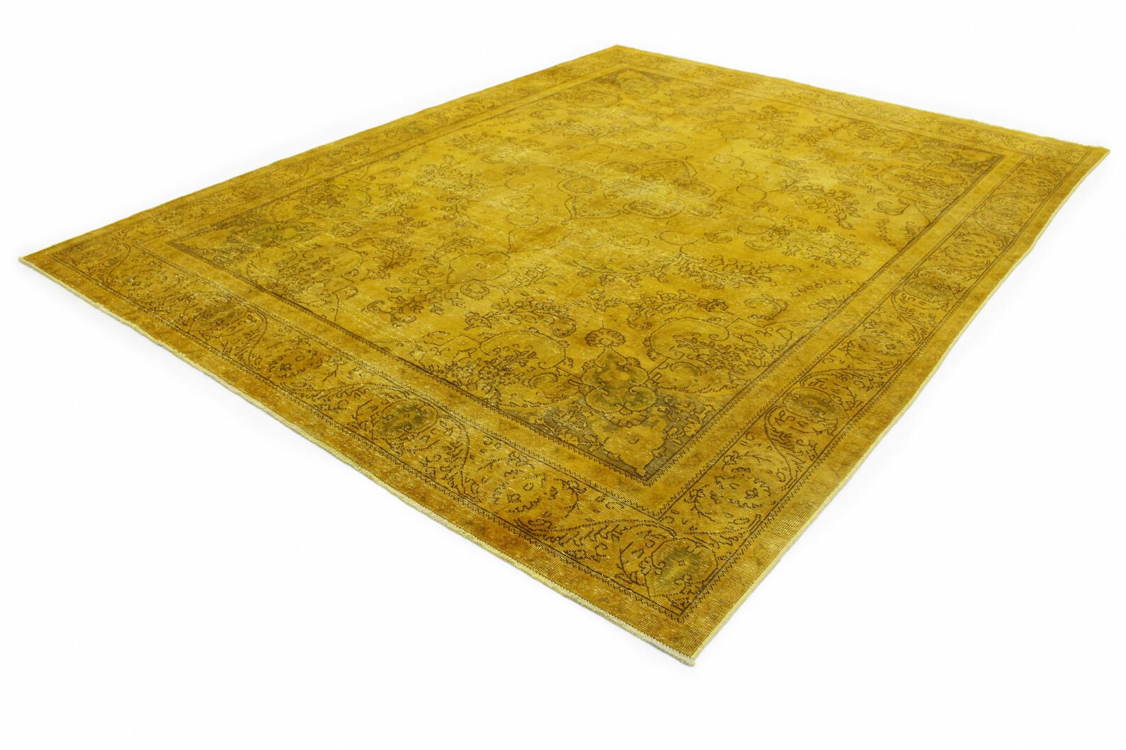 Exklusiver Vintage Orientteppich 384x289cm in Gold, handgeknüpft