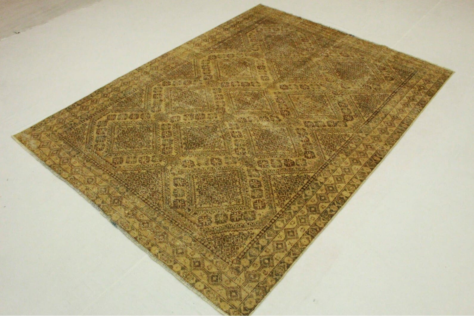 Vintage Orientteppich Sand 287x209cm, handgeknüpft, Unikat