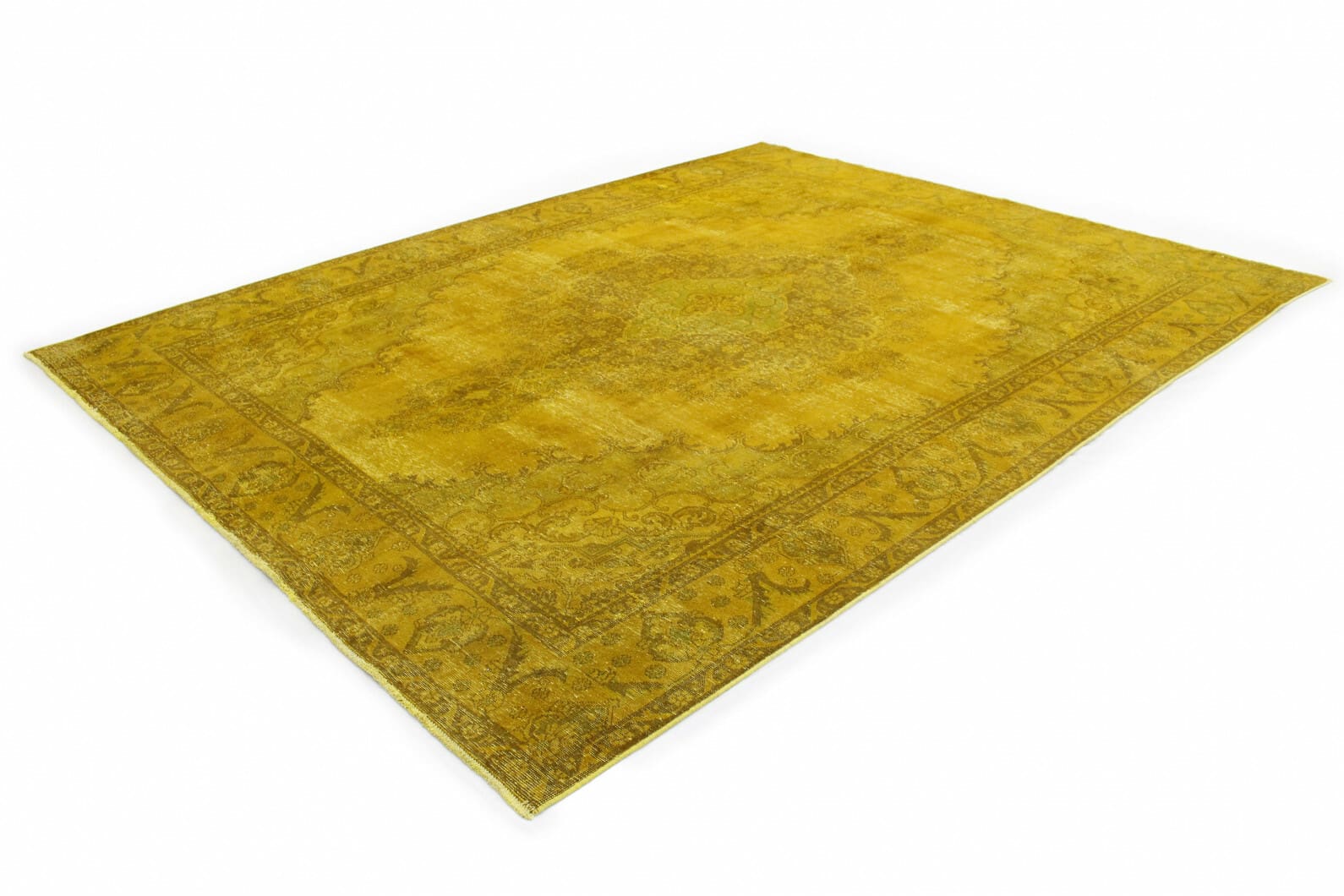 Exklusiver Vintage Orientteppich 389x292cm in Gold, handgeknüpft