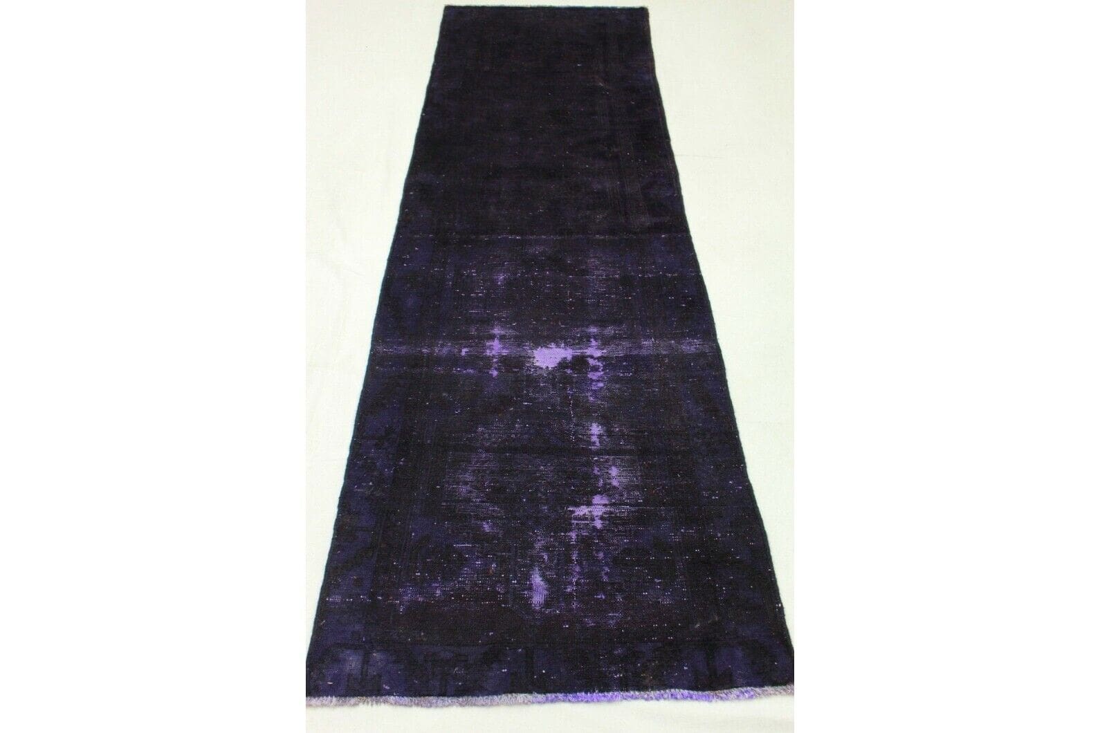 Vintage Läufer Lila 280x89cm, handgeknüpft, Orientteppich