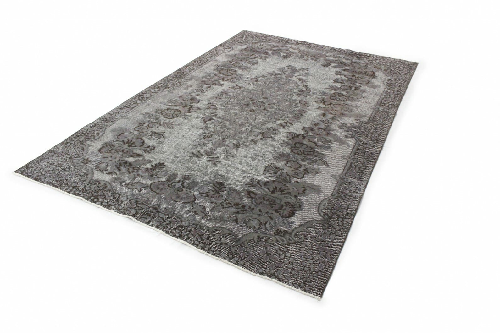 Exklusiver Orientteppich 290x189 cm, 3D-Look, grau, handgeknüpft