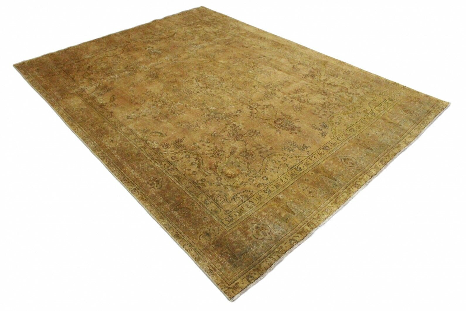 Vintage Orientteppich Curry 380x289cm, handgeknüpft, Unikat
