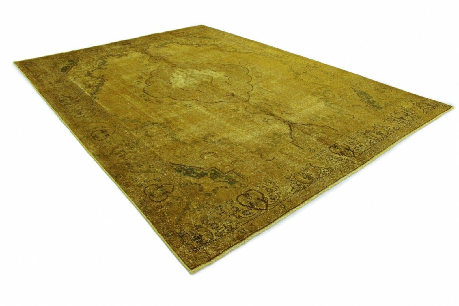 Handgearbeiteter Orientteppich 382x279 cm Gelb Vintage handgeknüpft