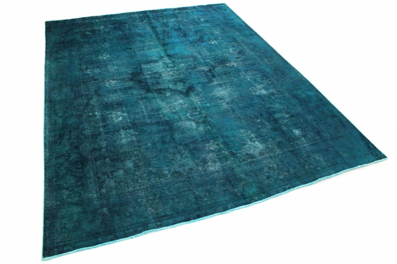 Exklusiver Vintage Orientteppich 383x299cm blau türkis handgeknüpft