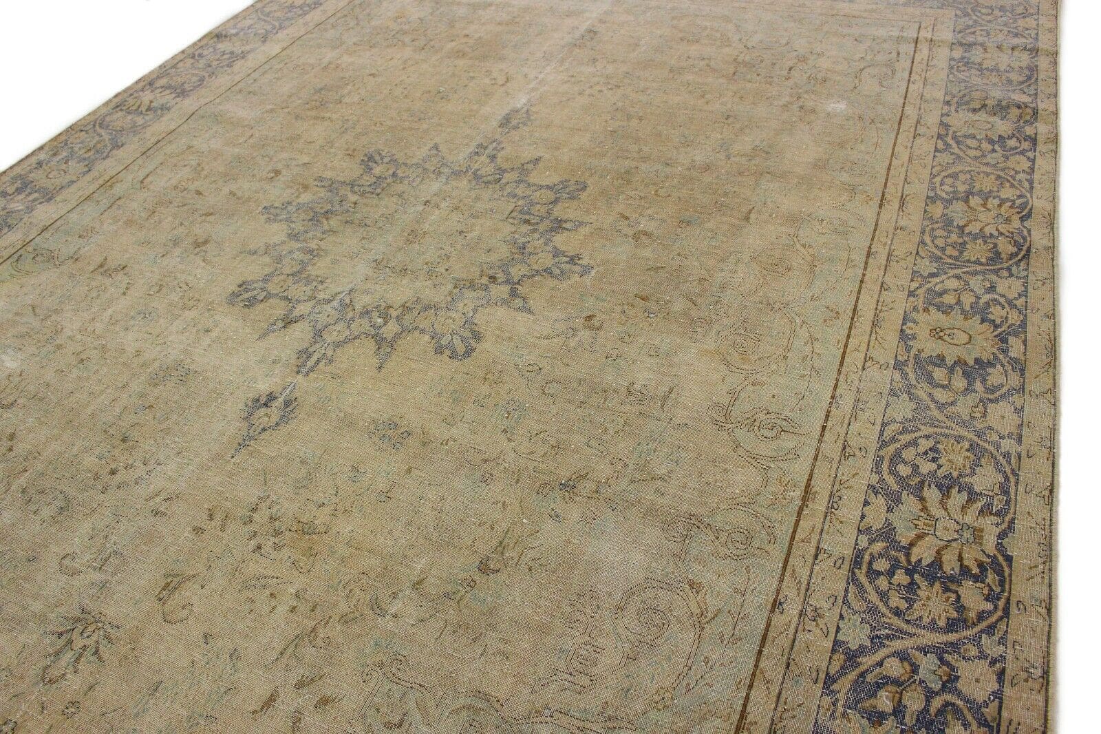 Vintage Teppich Grau Blau 410x289cm - Handgeknüpft, modern, Orientteppich