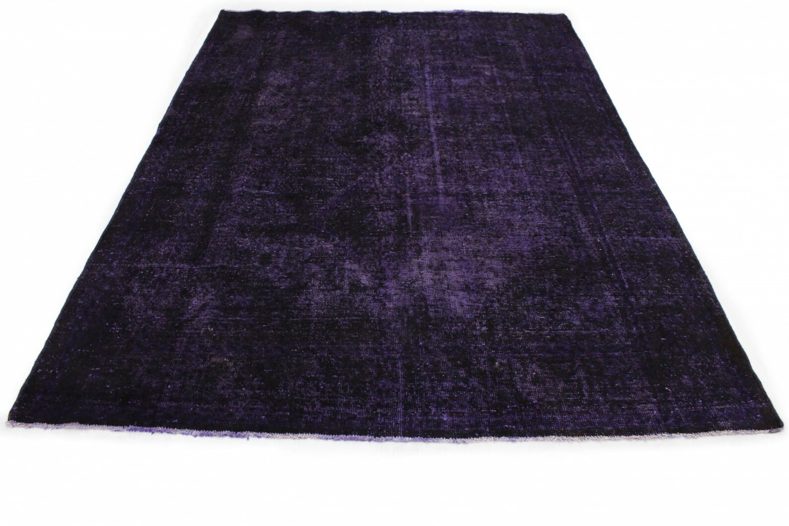 Moderner Vintage Orientteppich 290x209cm lila schwarz, handgeknüpft