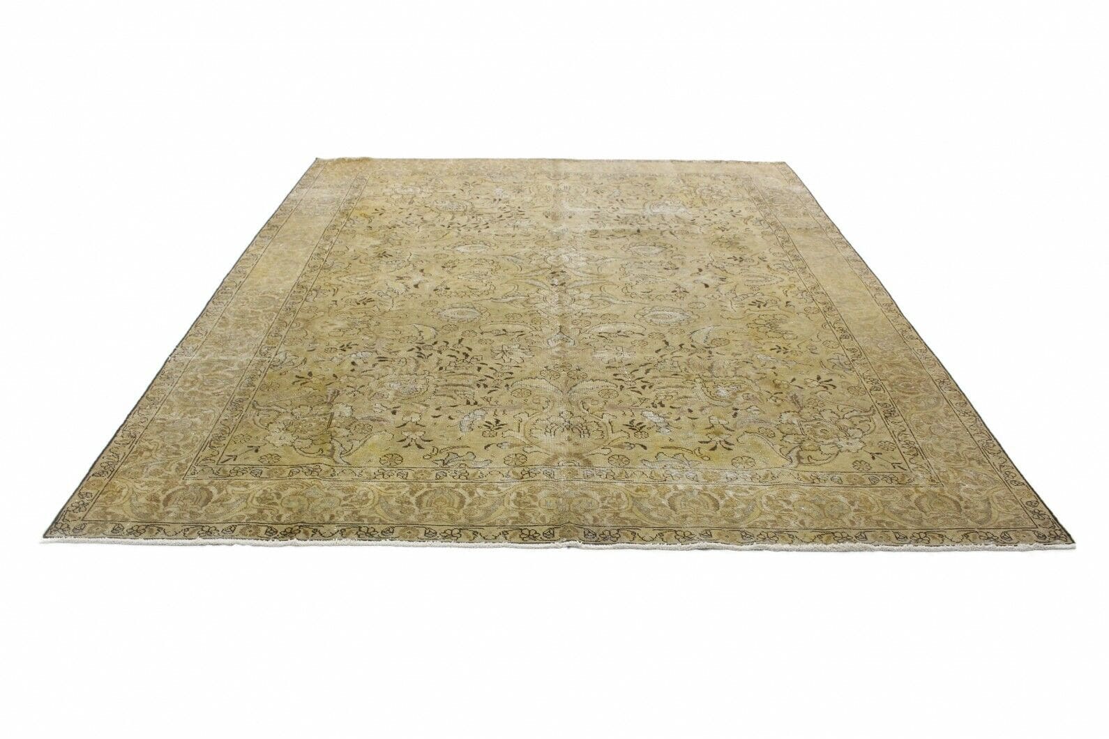 Vintage Orientteppich Braun 382x299cm – Exklusives Design, handgeknüpft