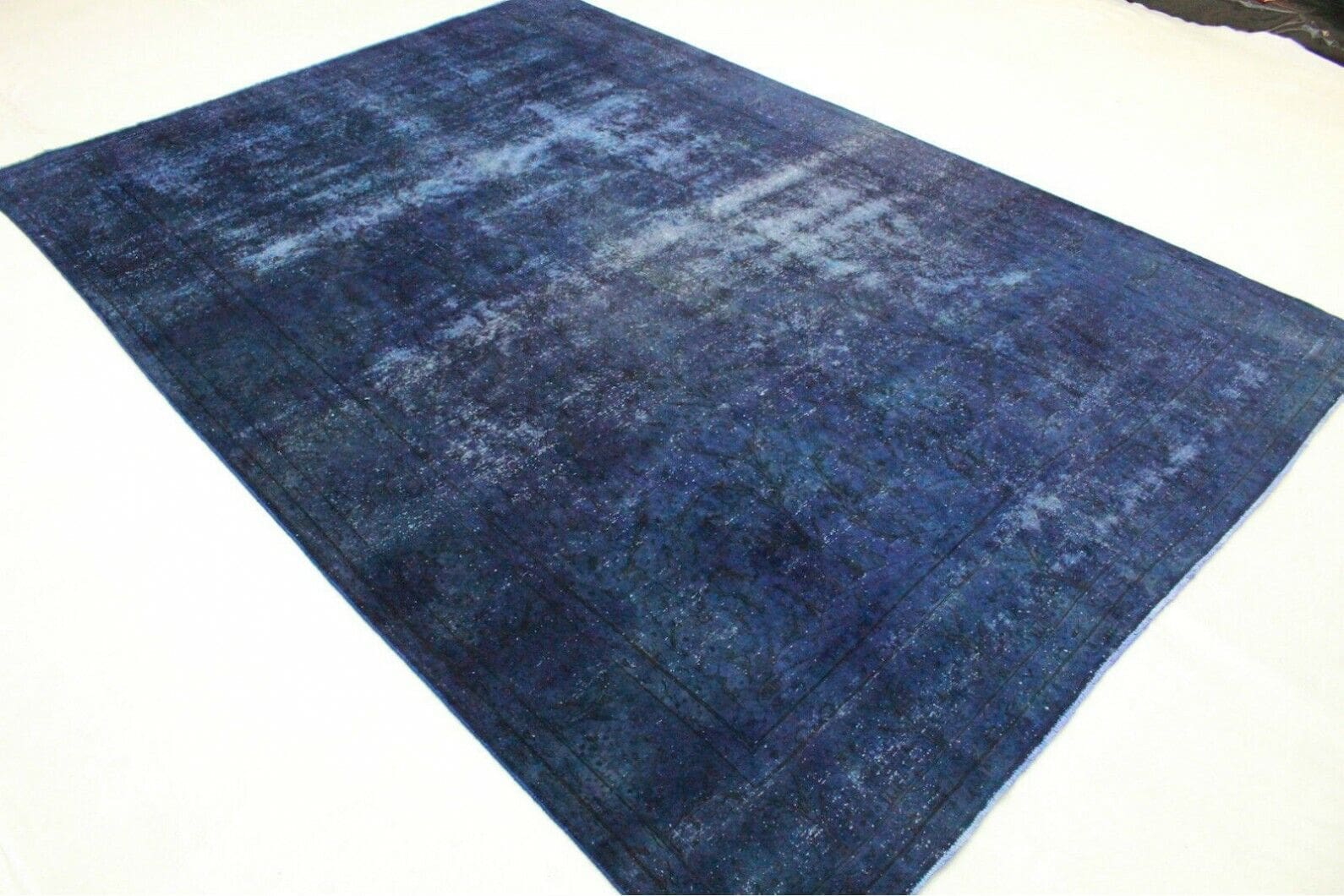 Vintage Orientteppich 372x254cm lila blau, handgeknüpft