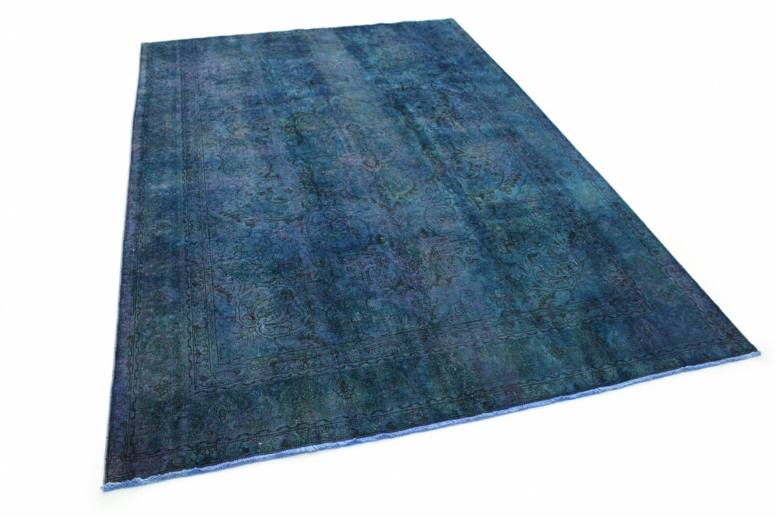 Vintage Orientteppich Blau 349x239cm, handgeknüpft, 3,5x2,4m