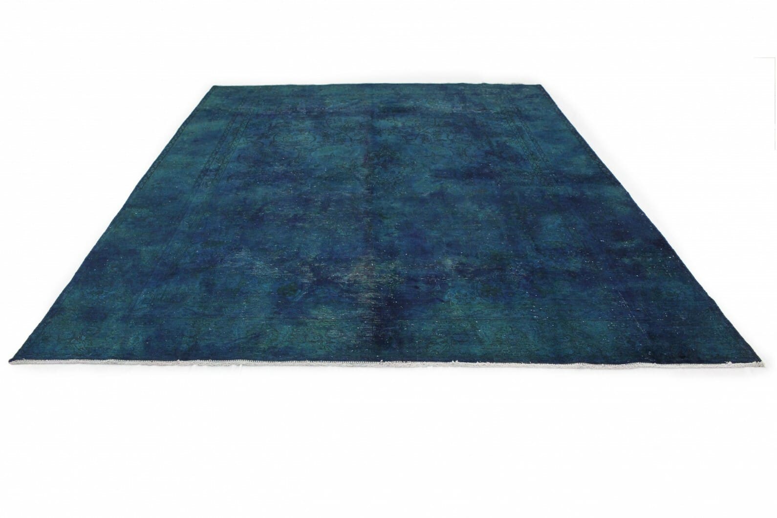 Vintage Orientteppich Blau-Türkis 390x279cm, handgeknüpft