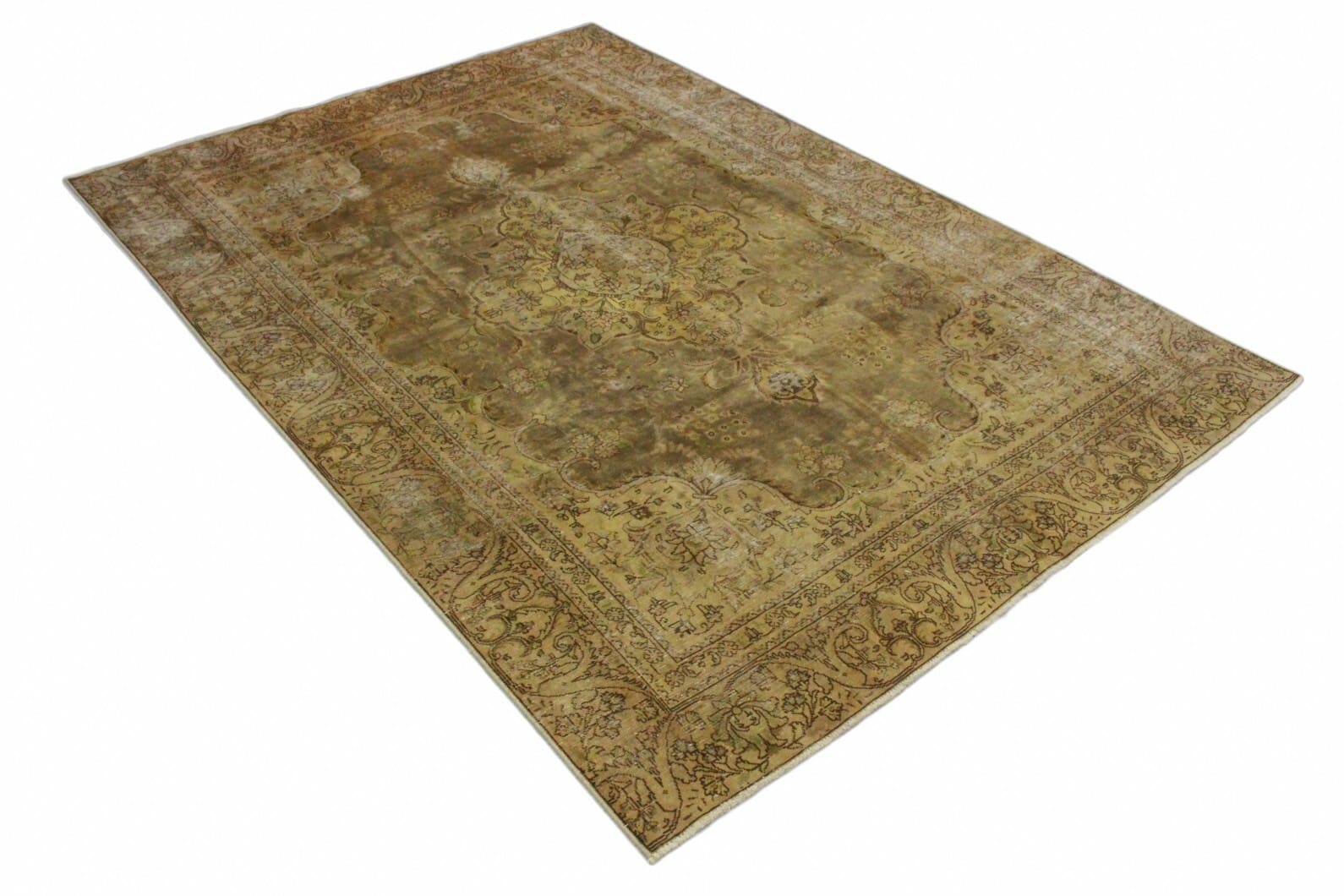 Vintage Orientteppich 318x221cm Braun Curry, handgeknüpft