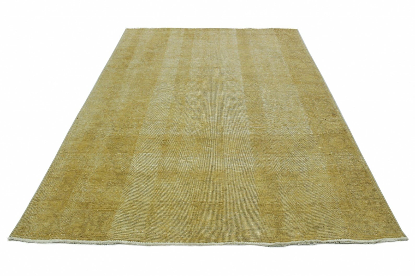 Vintage Orientteppich Gelb 291x179 cm - Handgeknüpft, Designunikat