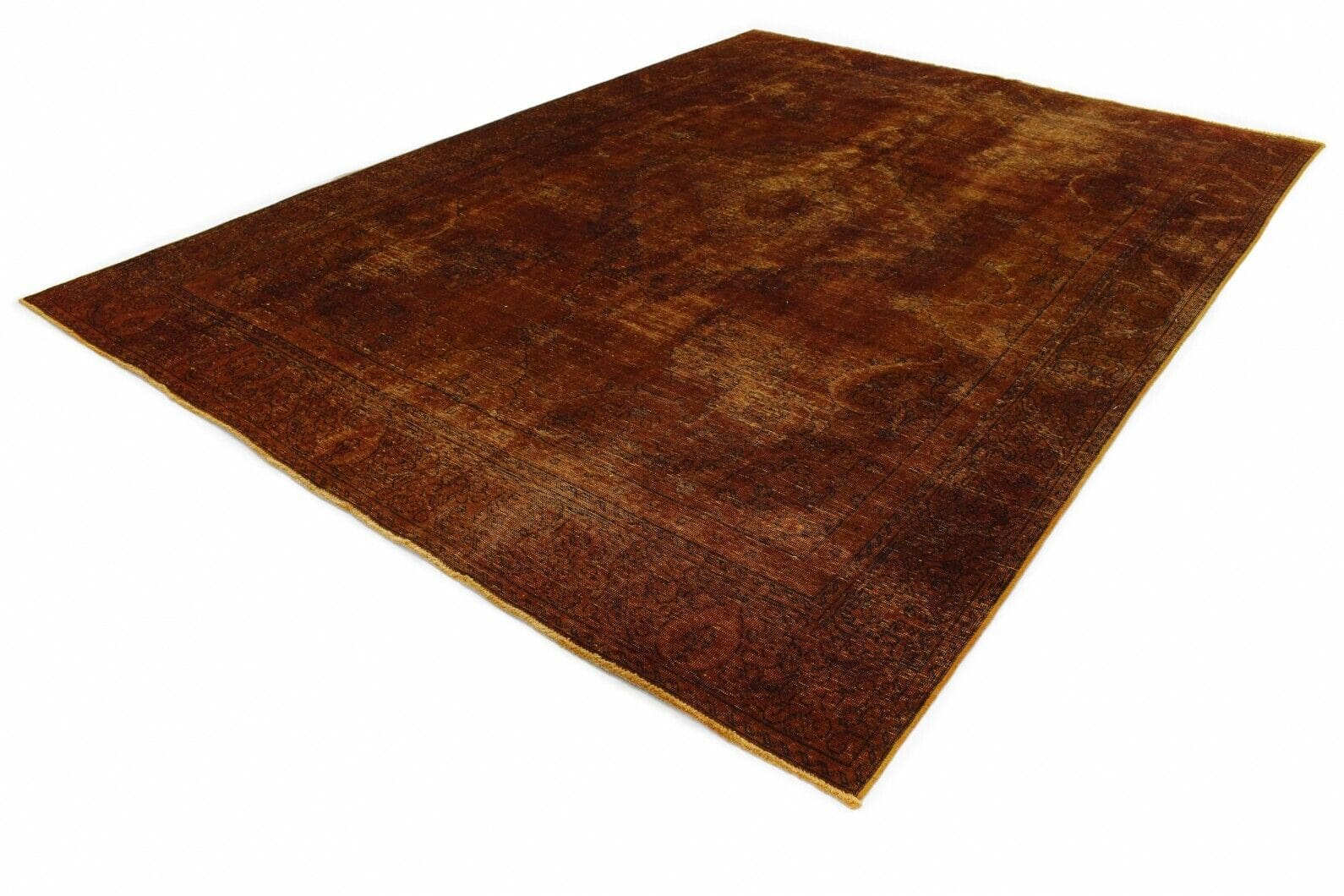 Vintage Orientteppich Orange 387x280 cm handgeknüpft, Unikat
