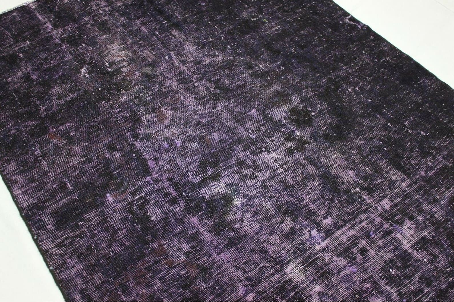 Vintage Orientteppich 190x129cm Lila Schwarz, handgeknüpft