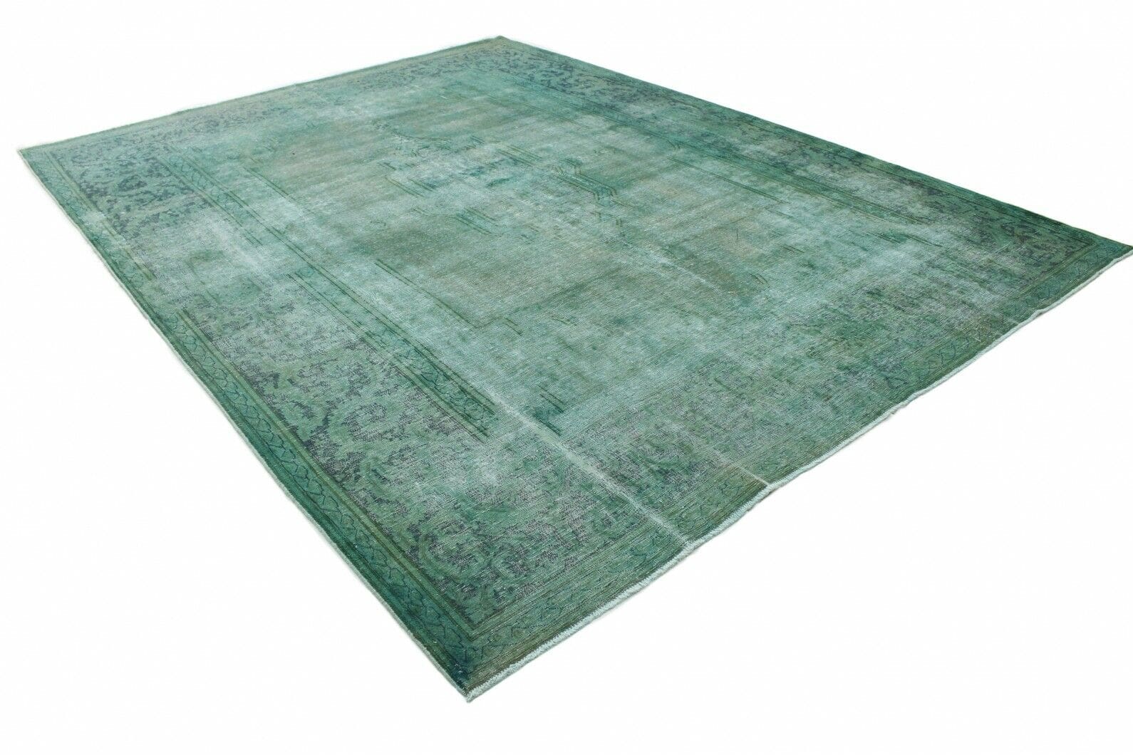 Vintage Orientteppich 409x309cm türkis-grün, handgeknüpft