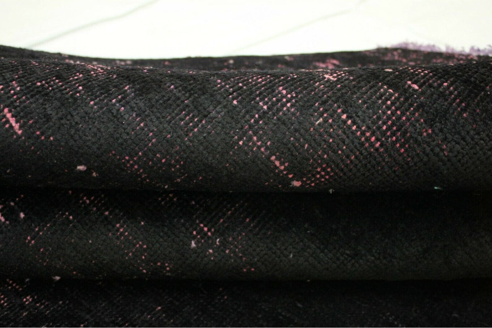 Vintage Orientteppich 192x149cm Schwarz Rosa handgeknüpft