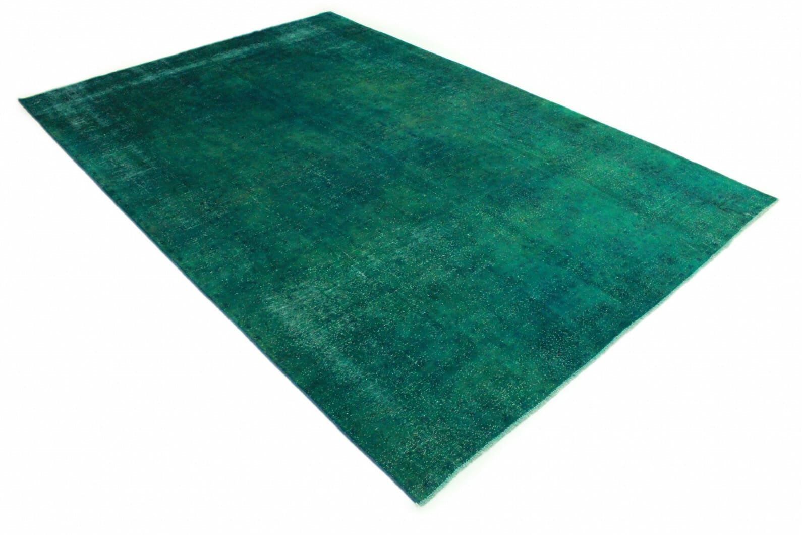 Vintage Orientteppich Grün 400x269cm - Handgeknüpft, Designerstück