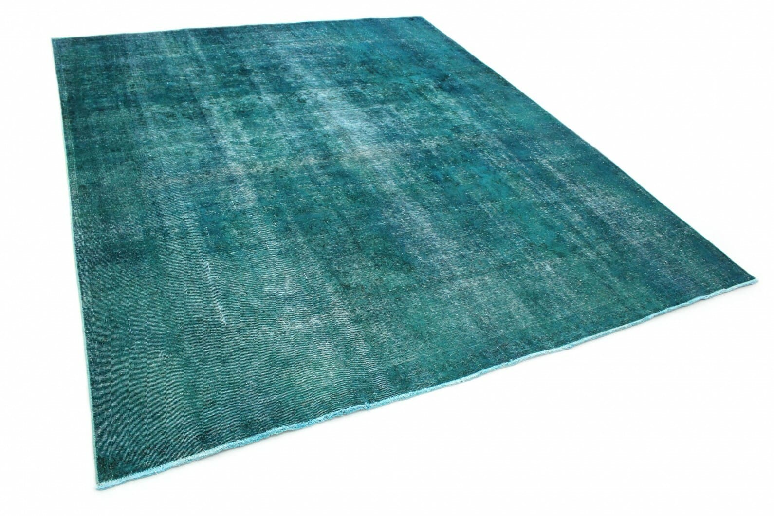 Vintage Orientteppich 372x304cm türkis, handgeknüpft, Unikat