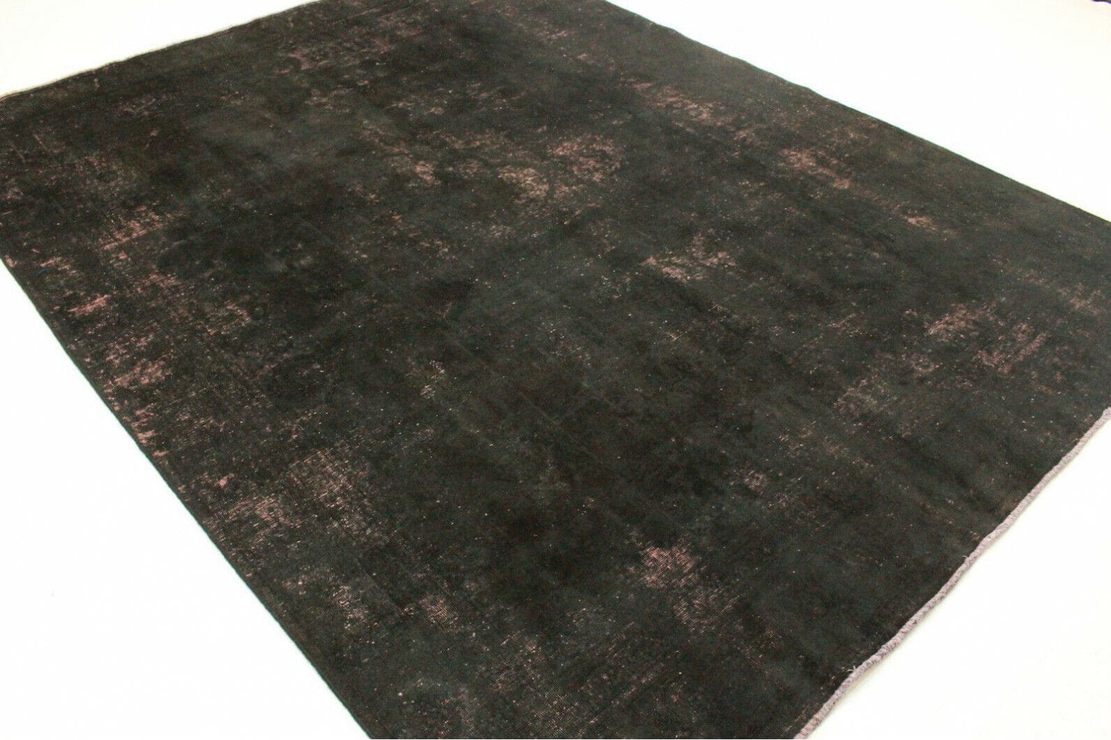 Vintage Orientteppich Schwarz Rosa 375x273cm – handgeknüpft