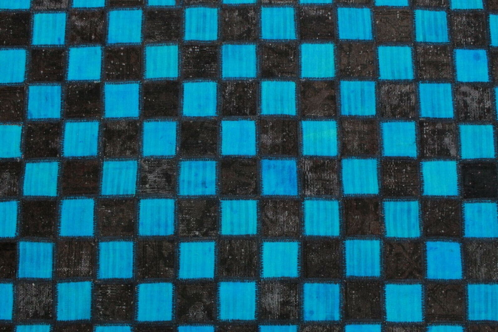 Handgeknüpfter Patchwork Orientteppich 250x161cm blau schwarz