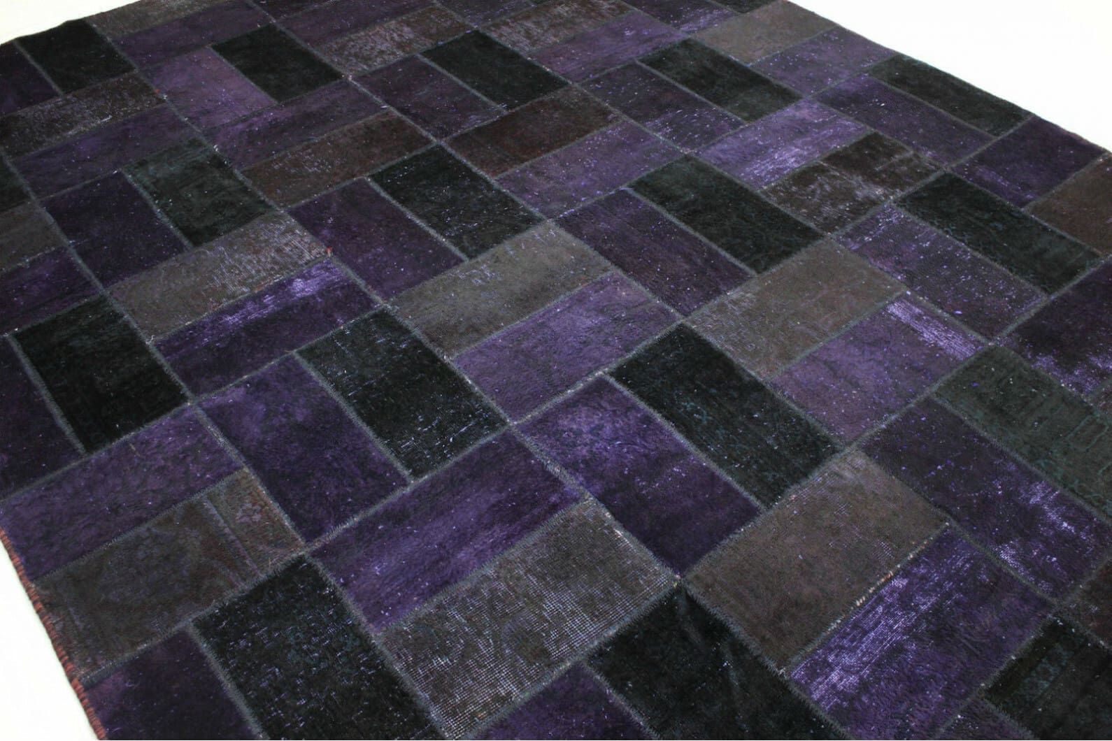 Lila Patchwork Teppich 322x236cm – handgeknüpft, Orientteppich