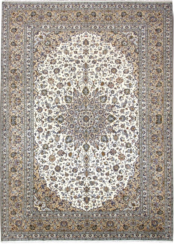 Kashan Teppich 419x309 cm - Klassisches Medaillon - handgeknüpft Perserteppich