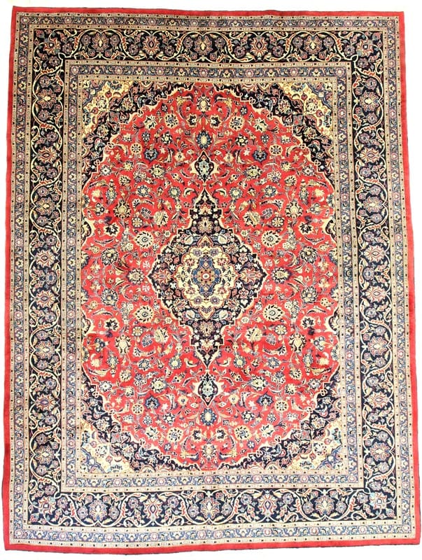 Orientteppich Mashad 404x301 cm - klassisches Medaillon-Design, handgeknüpft