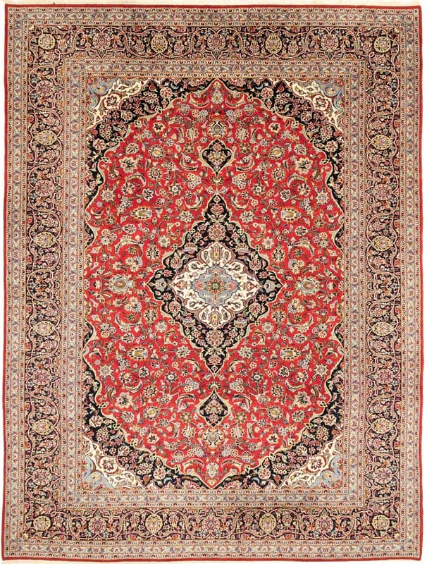 Keshan Orientteppich 408x304 cm - Klassisches Medaillon, handgeknüpft