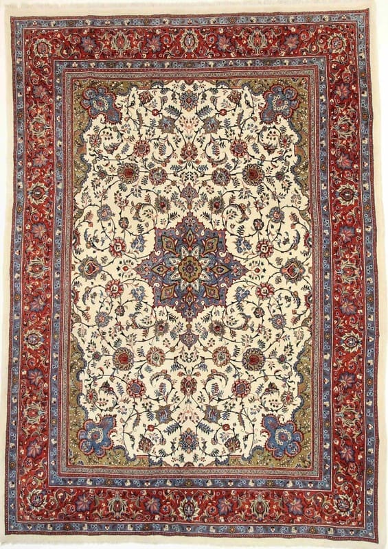 Antiker Sarough Farahan Teppich 393x283 cm - einzigartiges Design, handgeknüpft H1