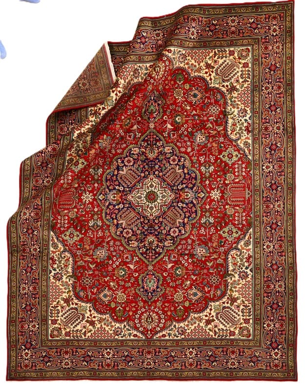 Exklusiver Tabriz Teppich 382x291 cm – Handgeknüpft, Schurwolle