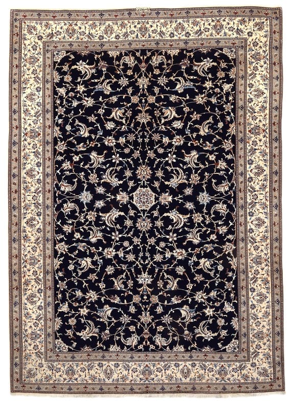 Nain6La Teppich 347x248 cm, handgeknüpft, florales Design, Perserteppich H1