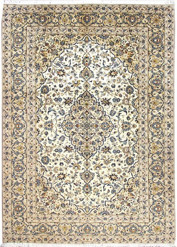 Kashan Orientteppich 358x248 cm, cremefarben, handgeknüpft