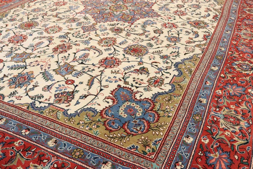 Antiker Sarough Farahan Teppich 393x283 cm - einzigartiges Design, handgeknüpft H1
