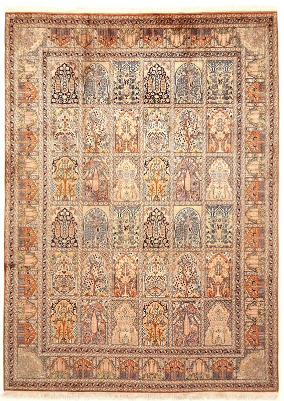 Kashmirsilk Orientteppich 302x221 cm, handgeknüpft, einzigartig